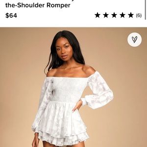 NWT Lulus White Off-the-shoulder Floral Romper
